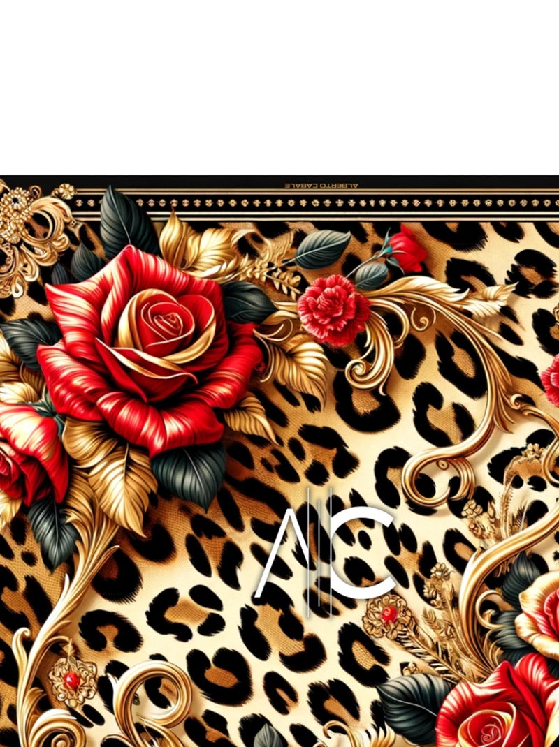 Petit carré de soie Rose Leopard Cléo Jaune - Kiabi