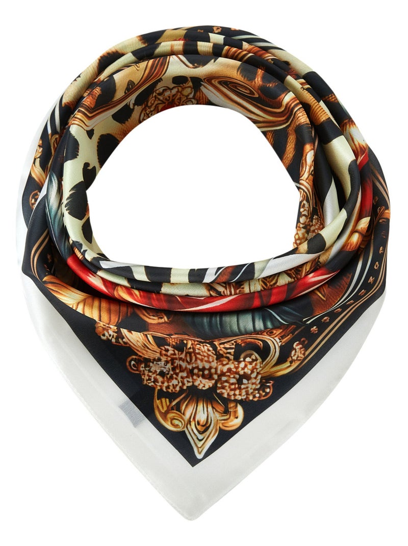 Petit carré de soie Rose Leopard Cléo Jaune - Kiabi