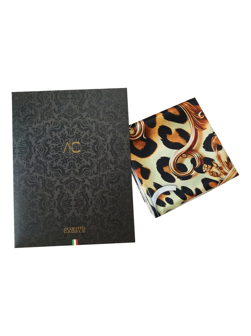 Petit carré de soie Rose Leopard Cléo Jaune - Kiabi