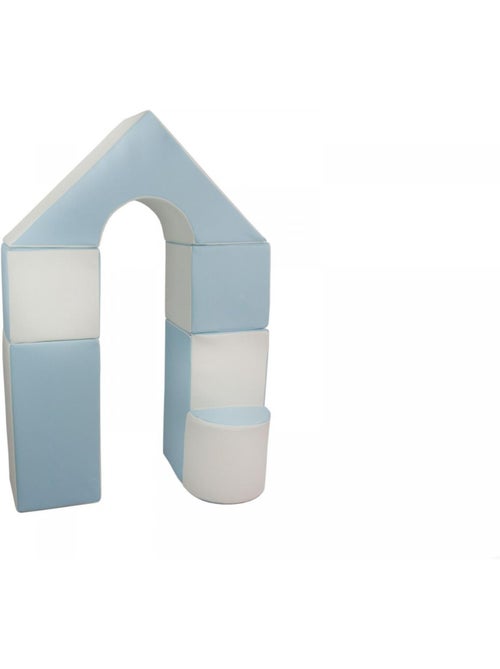 Petit château - lot de 11 blocs en mousse pour le jeu blanc, bleu (pastel) - Kiabi