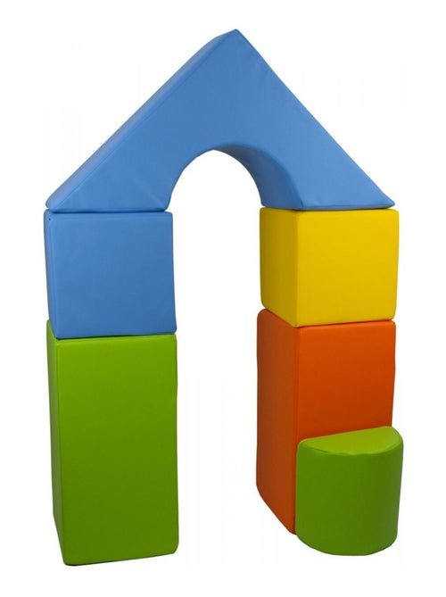 Petit Château - Lot de 11 blocs en mousse pour le jeu jaune, vert, bleu, orange - Kiabi
