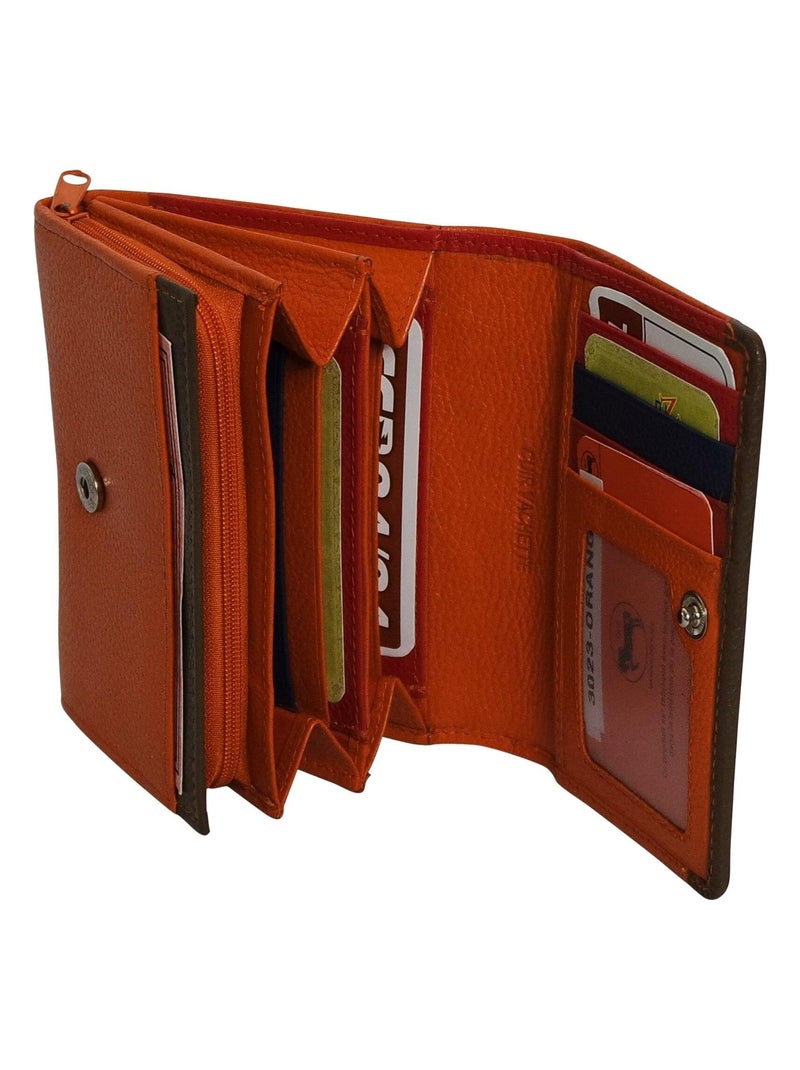 Petit compagnon cuir bi-ton  CLAYTON Orange - Kiabi