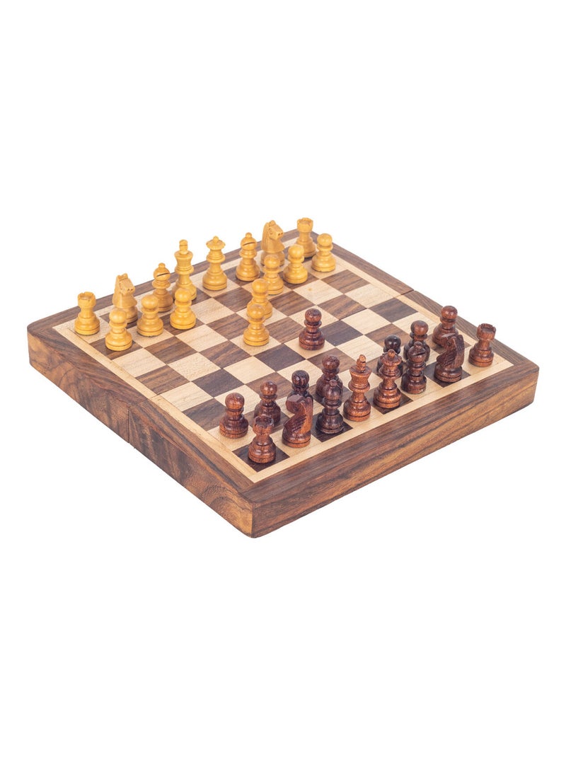 Petit jeu d'échecs de voyage magnétique en bois Marron - Kiabi