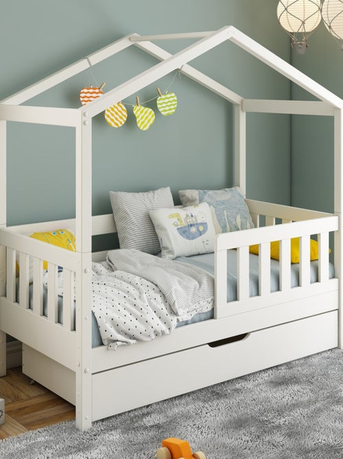 Petit lit cabane évolutif avec tiroirs pin massif CHARLIE - Kiabi Petit lit cabane évolutif avec tiroirs pin massif CHARLIE - Kiabi