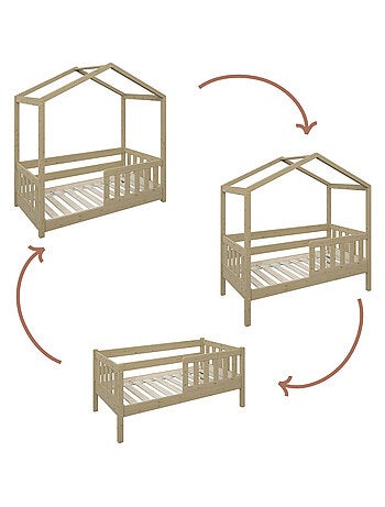 Petit lit cabane évolutif avec tiroirs pin massif CHARLIE