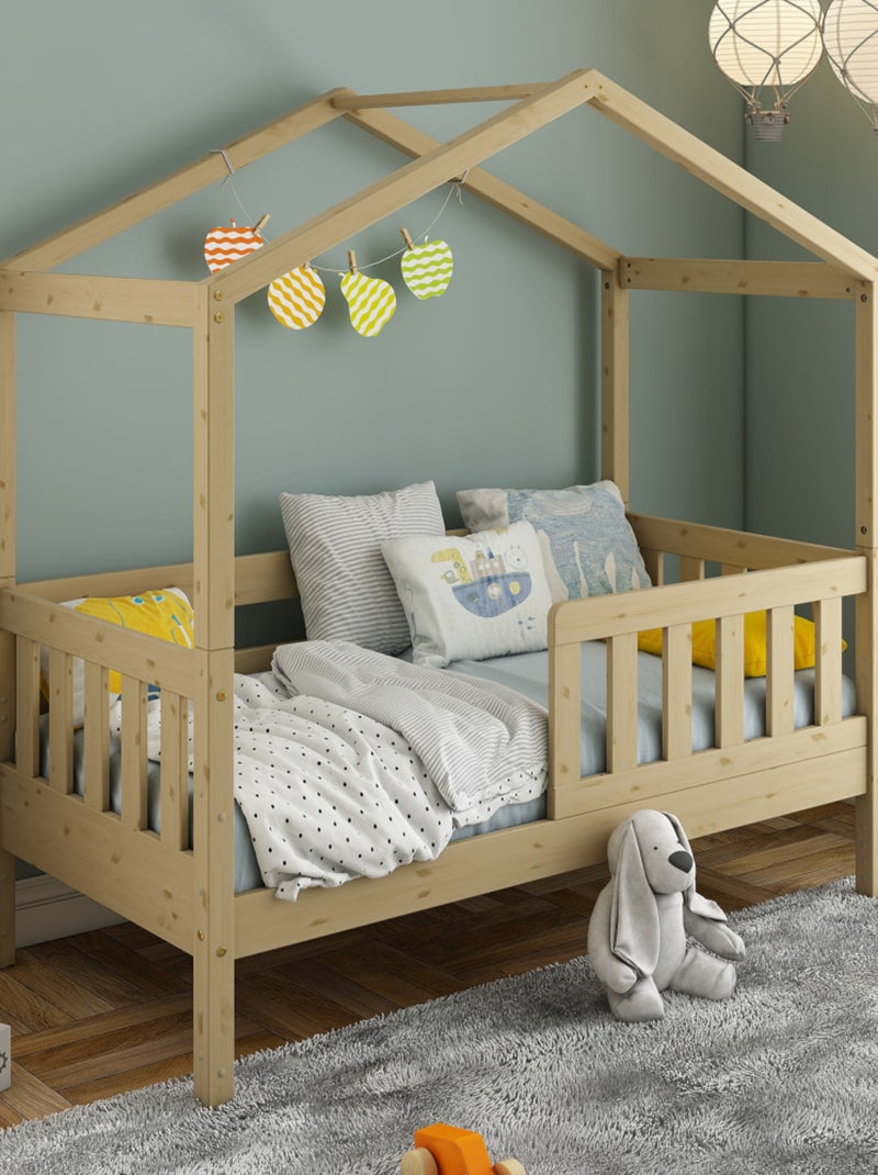 Petit lit cabane évolutif avec tiroirs pin massif CHARLIE Bois naturel - Kiabi