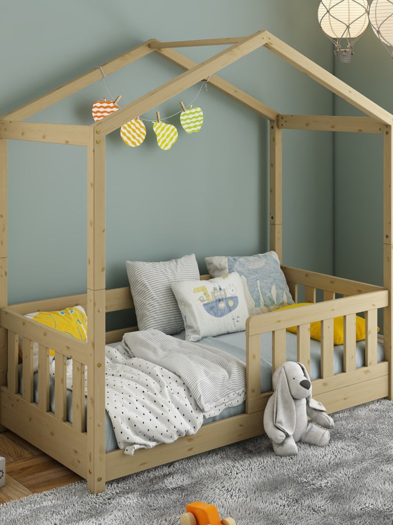 Petit lit cabane évolutif avec tiroirs pin massif CHARLIE Bois naturel - Kiabi