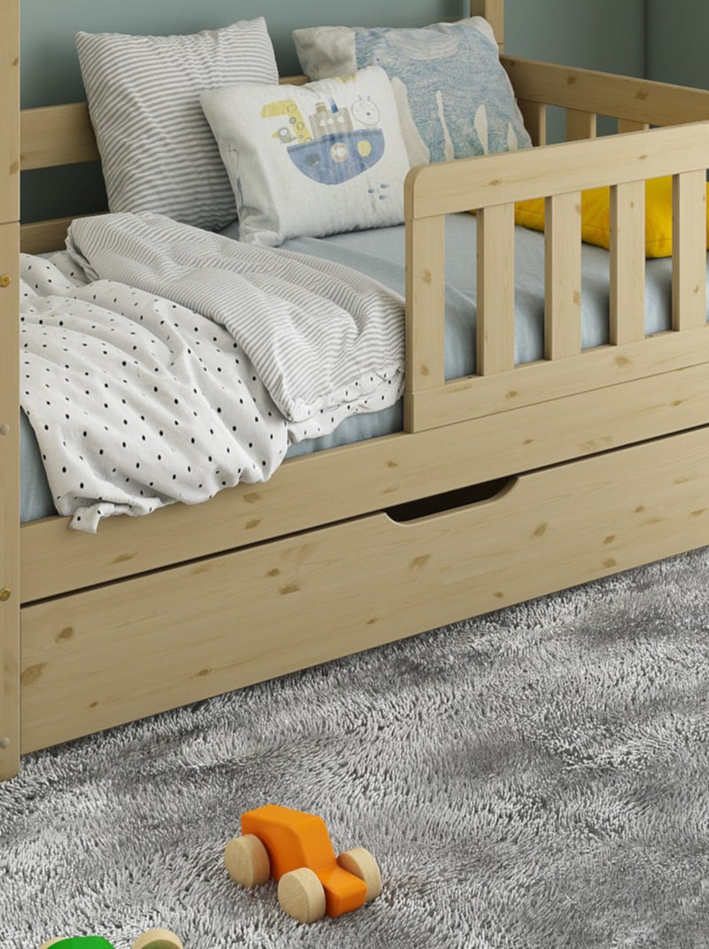 Petit lit cabane évolutif avec tiroirs pin massif CHARLIE Bois naturel - Kiabi