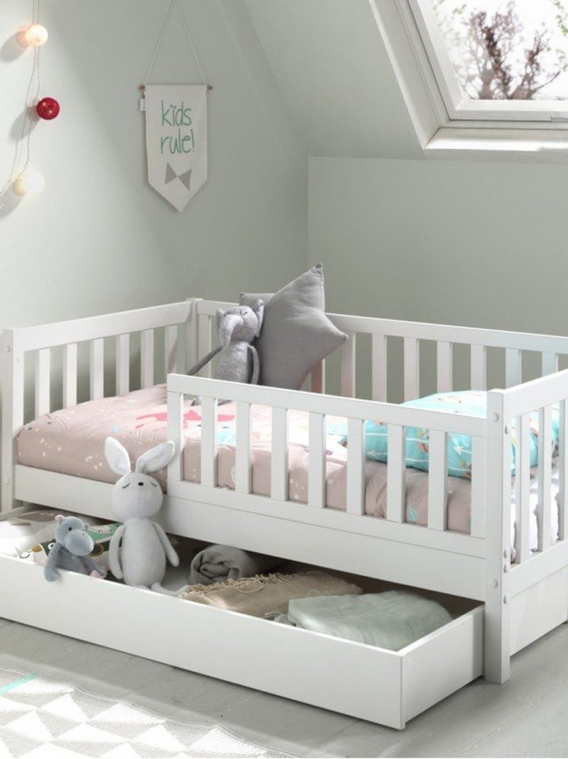 Petit lit enfant avec sommier en pin massif  SUZON Blanc - Kiabi