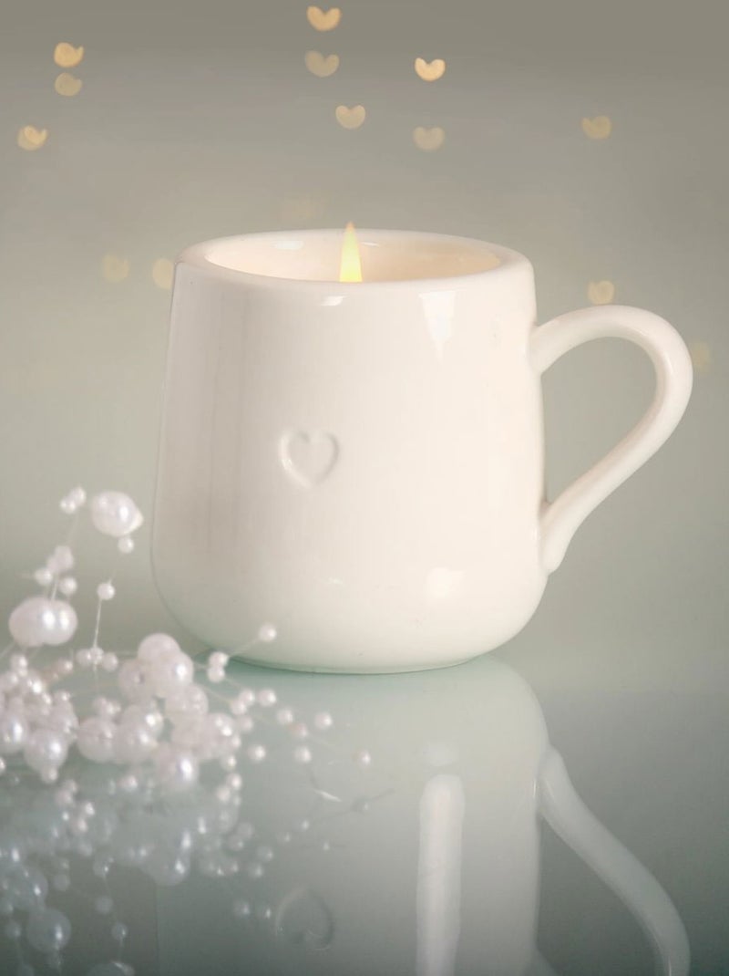 Petit mug bougie en céramique blanche amour toujours Blanc - Kiabi