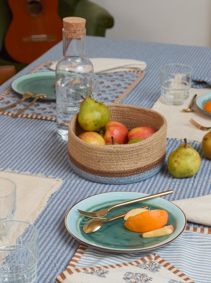 Petit panier de rangement en jute Bleu - Kiabi