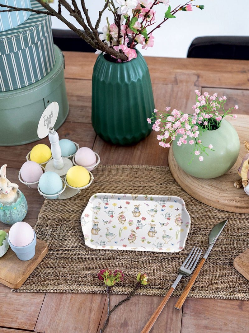 Petit plateau rectangulaire Jardin de Pâques Blanc - Kiabi