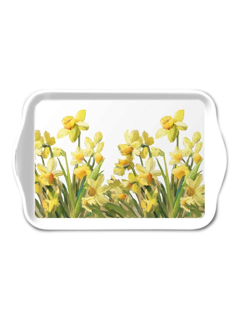 Petit plateau rectangulaire jonquilles dorées Blanc - Kiabi