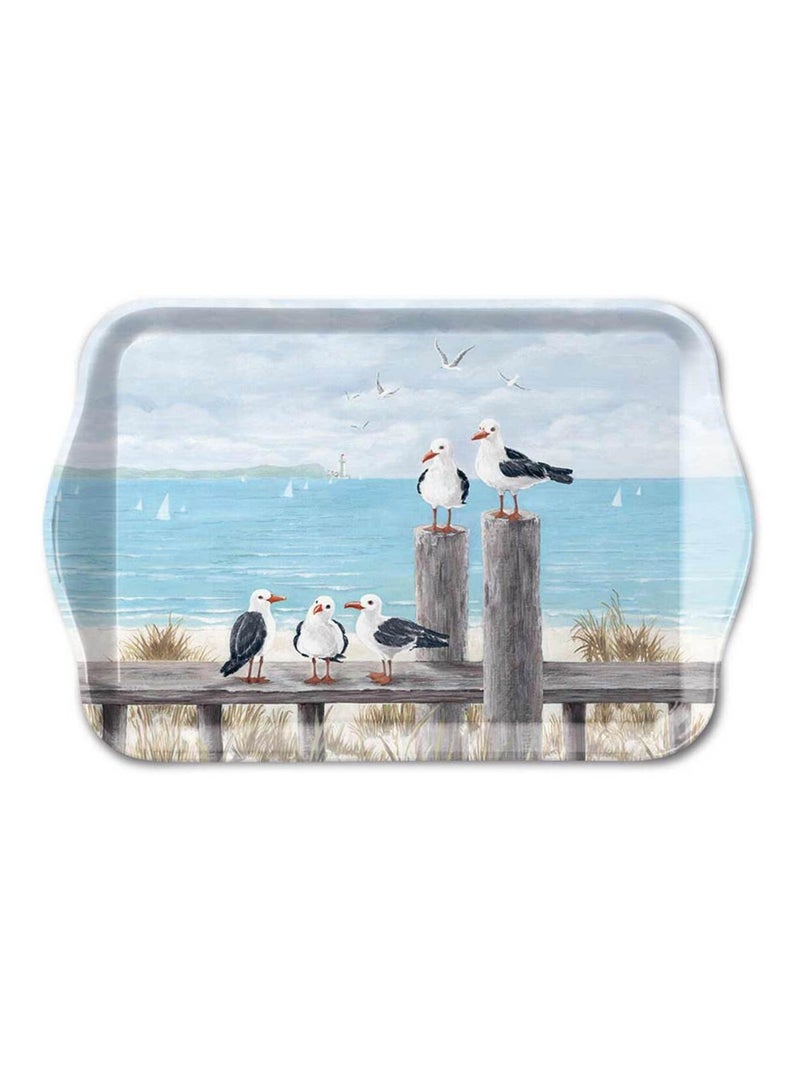 Petit plateau rectangulaire mouettes sur le quai Bleu - Kiabi