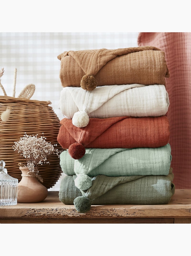 Petit poncho enfant mixte en gaze de coton Gaia Marron - Kiabi