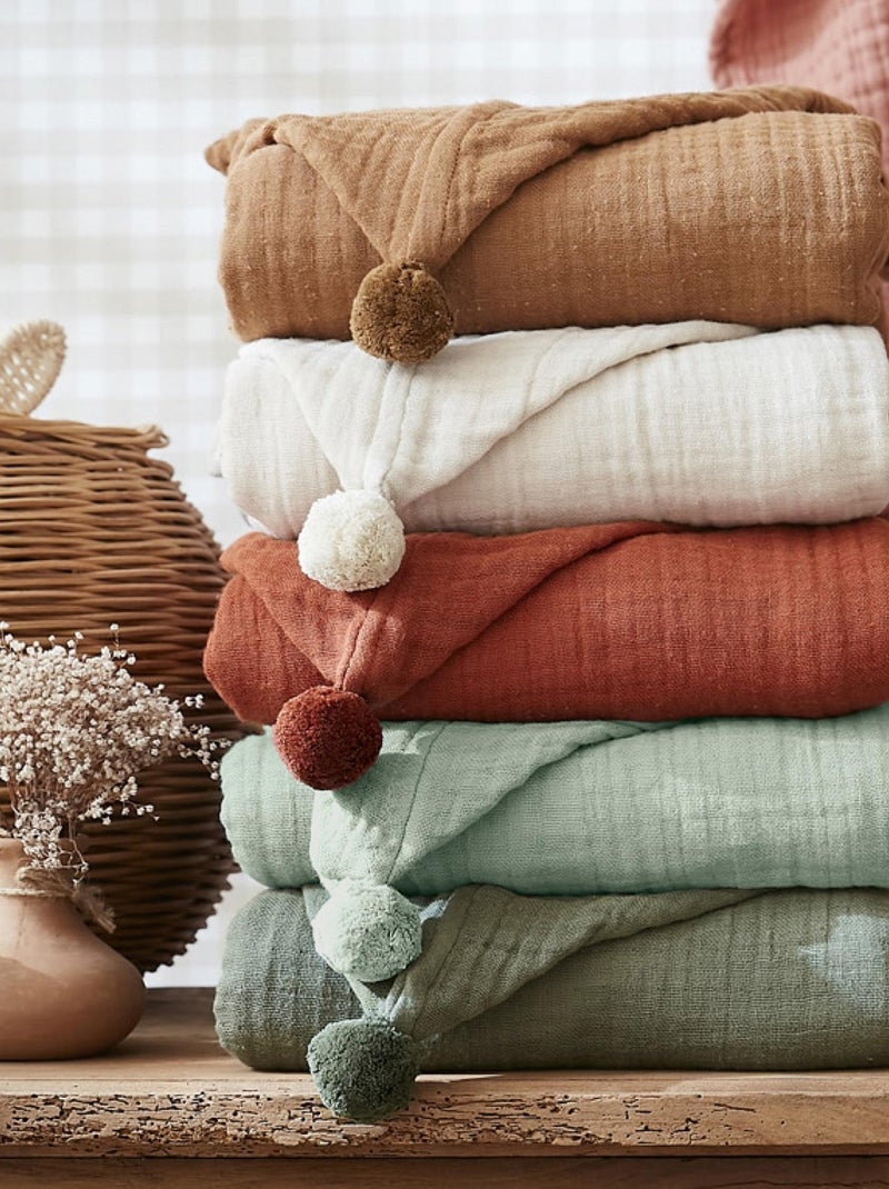 Petit poncho enfant mixte en gaze de coton Gaia Orange - Kiabi