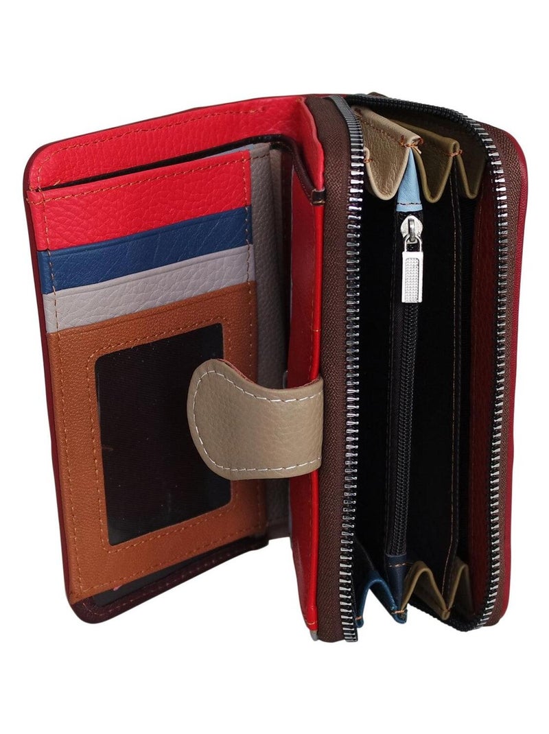 Petit portefeuille cuir patchwork Compagnon femme Multicolore - Kiabi