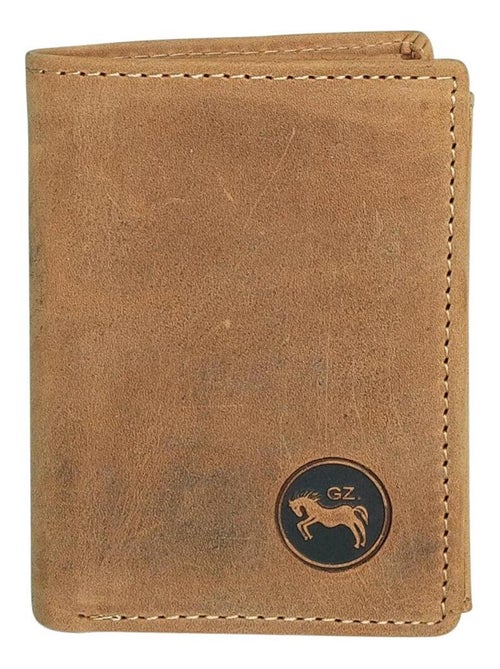 Petit portefeuille cuir vintage Protection CB RFID - Kiabi