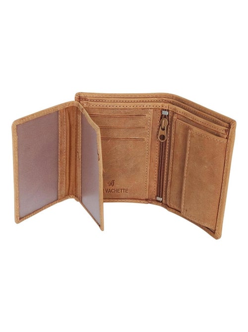 Petit portefeuille cuir vintage Protection CB RFID - Kiabi