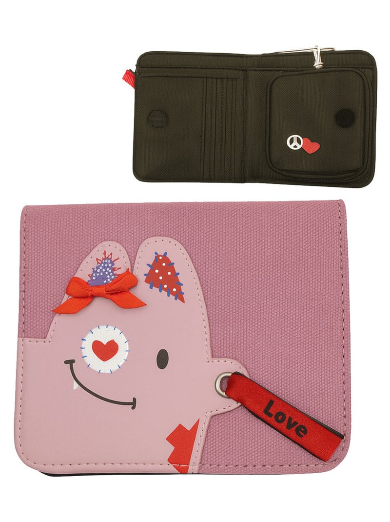 Petit portefeuille rose Love and Peace Rose - Kiabi