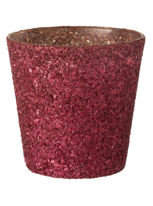 Petit pot pour Fleur en verre Rose pailleté - Kiabi