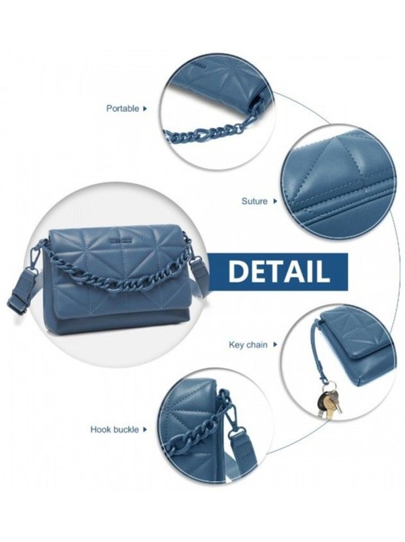 Petit sac à main classique cuir pu déperlant 22x16x4 cm - miss lulu Bleu - Kiabi
