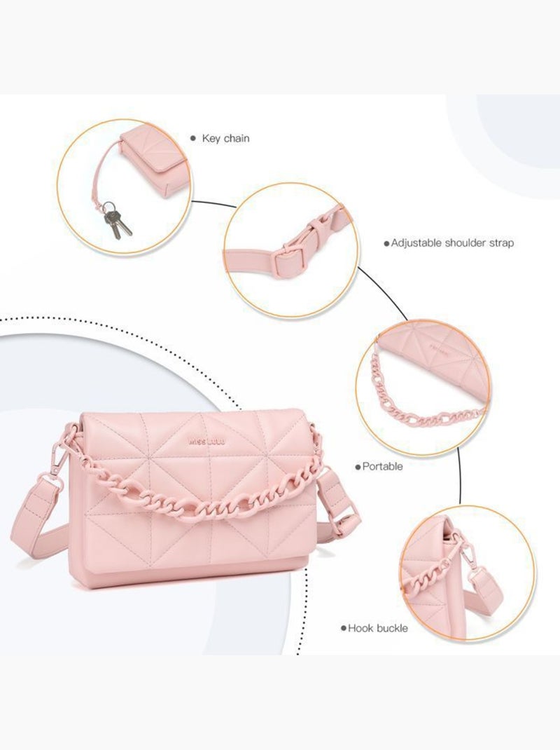 Petit sac à main classique cuir pu déperlant 22x16x4 cm - miss lulu Rose - Kiabi