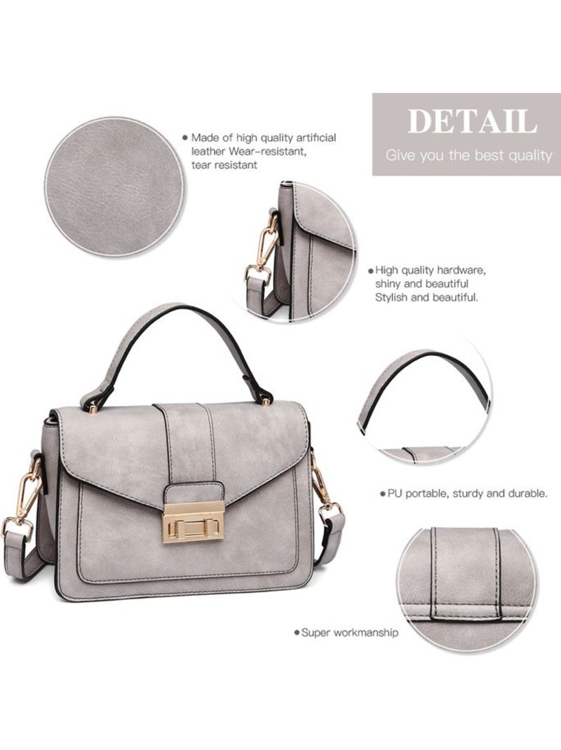 Petit sac bandoulière à rabat cuir pu lisse 22x9,5x16 cm - miss lulu Gris - Kiabi