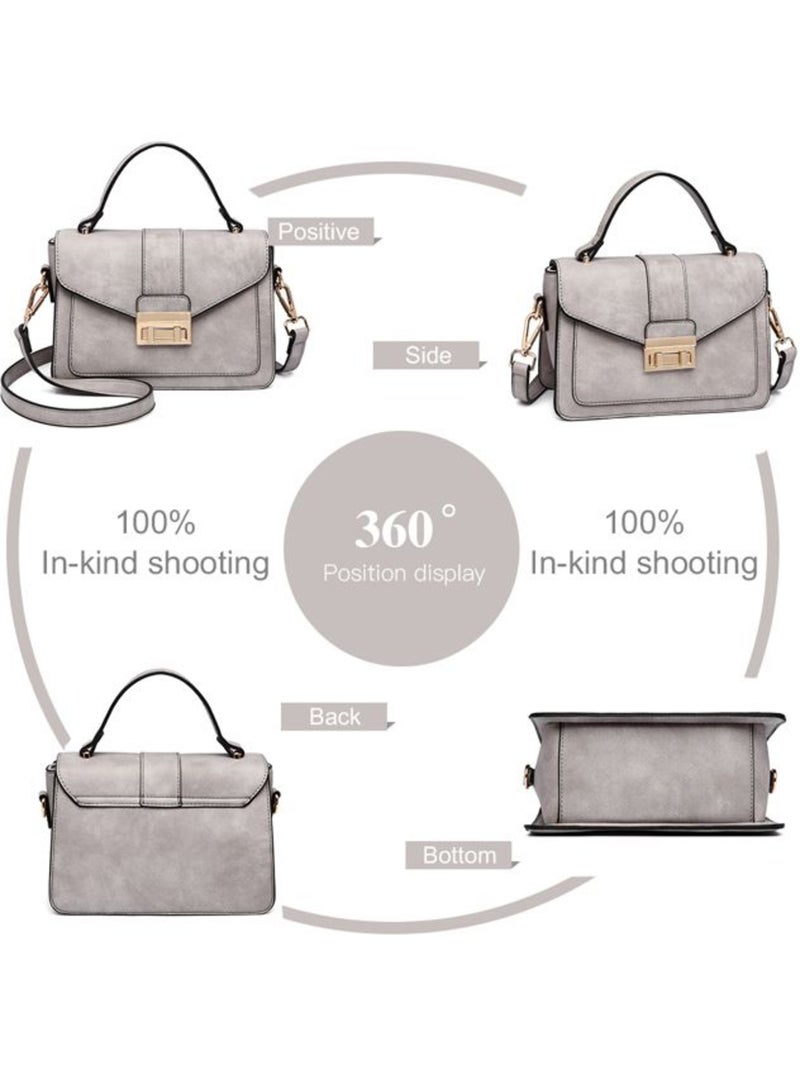 Petit sac bandoulière à rabat cuir pu lisse 22x9,5x16 cm - miss lulu Gris - Kiabi