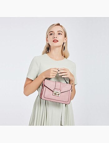 Petit sac bandoulière à rabat cuir pu lisse 22x9,5x16 cm - miss lulu