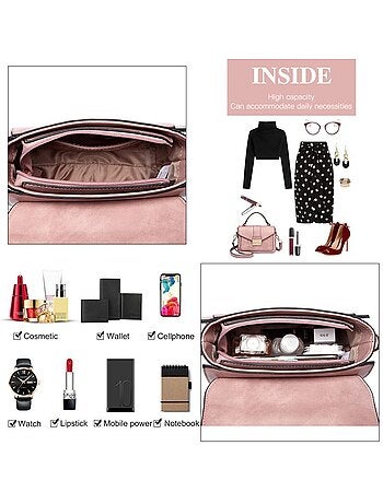 Petit sac bandoulière à rabat cuir pu lisse 22x9,5x16 cm - miss lulu