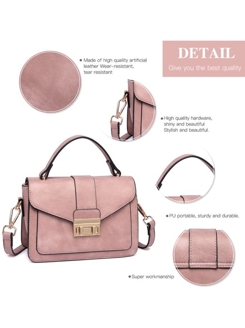Petit sac bandoulière à rabat cuir pu lisse 22x9,5x16 cm - miss lulu Rose - Kiabi