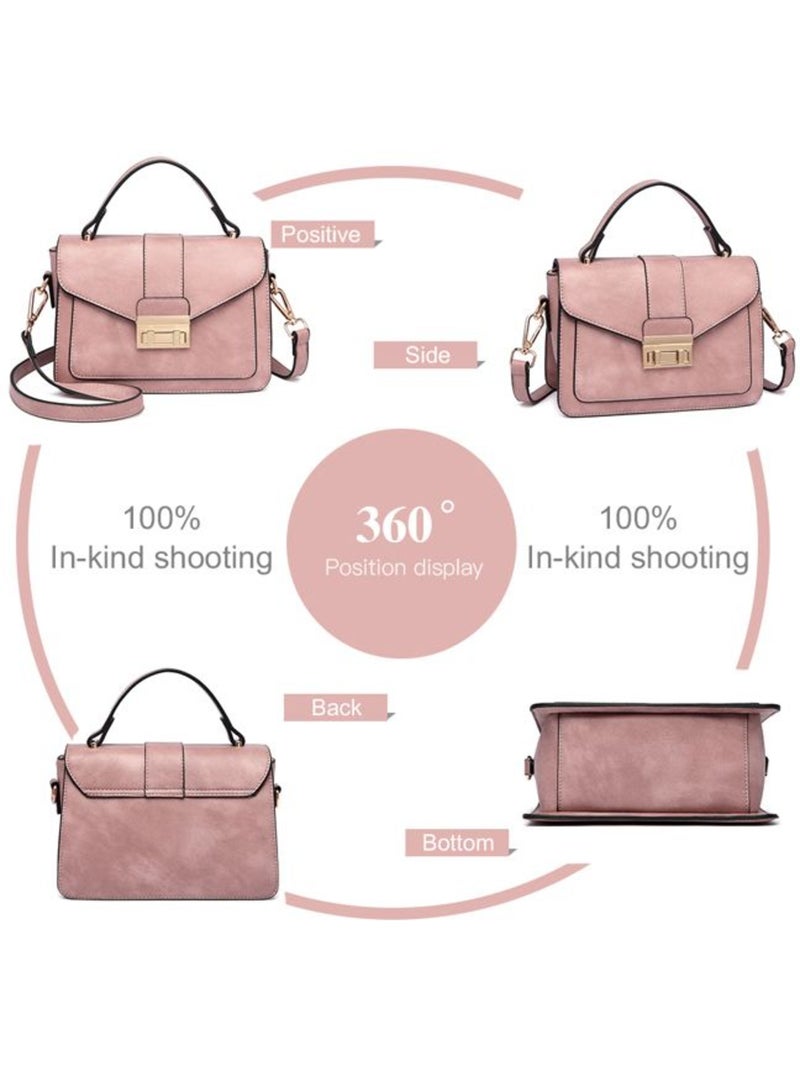 Petit sac bandoulière à rabat cuir pu lisse 22x9,5x16 cm - miss lulu Rose - Kiabi