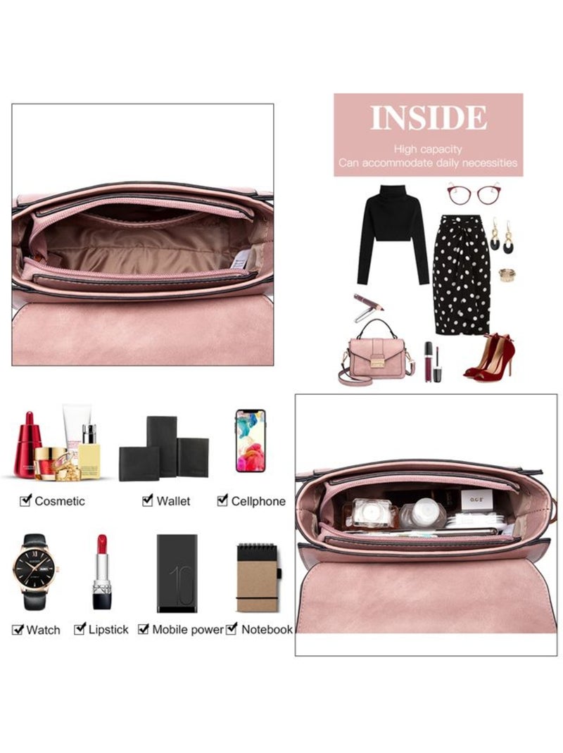 Petit sac bandoulière à rabat cuir pu lisse 22x9,5x16 cm - miss lulu Rose - Kiabi