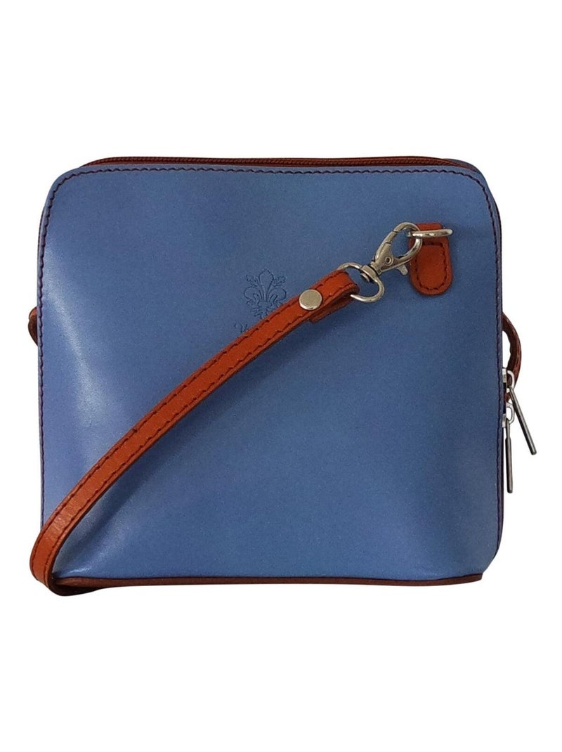 Petit sac bandoulière cuir ANTELIAS Bleu azur - Kiabi