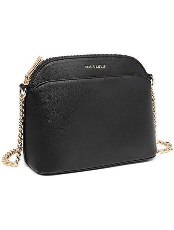 Petit sac bandoulière cuir pu modèle chaîne 22x17x9 cm - miss lulu