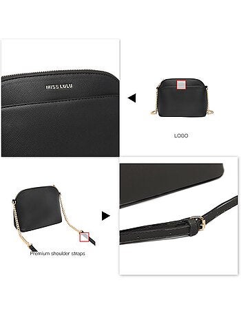 Petit sac bandoulière cuir pu modèle chaîne 22x17x9 cm - miss lulu