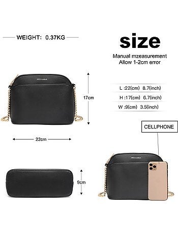 Petit sac bandoulière cuir pu modèle chaîne 22x17x9 cm - miss lulu