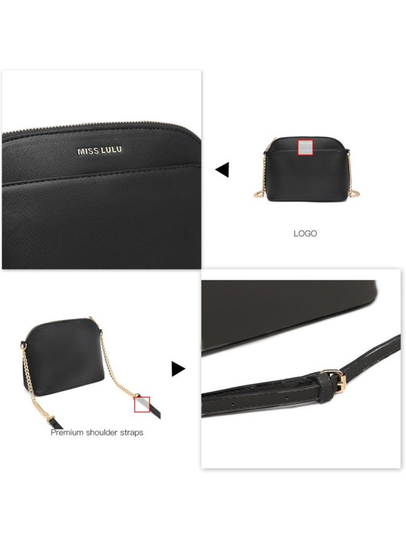 Petit sac bandoulière cuir pu modèle chaîne 22x17x9 cm - miss lulu Noir - Kiabi
