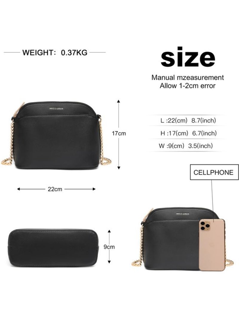 Petit sac bandoulière cuir pu modèle chaîne 22x17x9 cm - miss lulu Noir - Kiabi