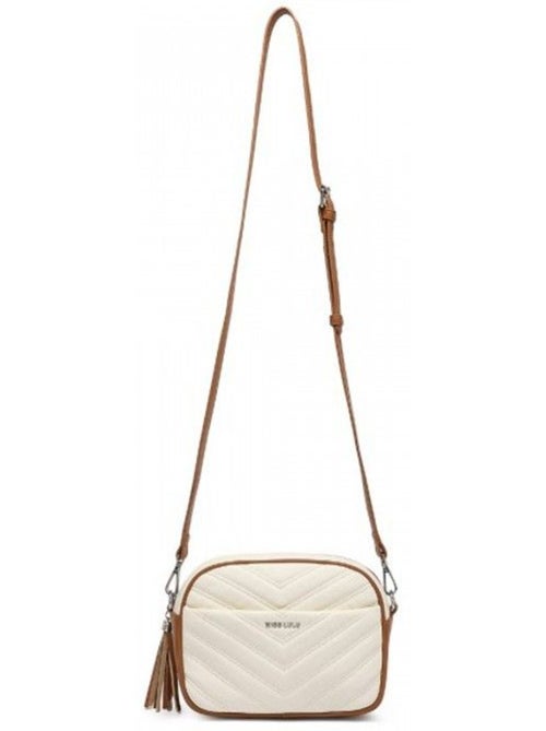 Petit sac bandoulière cuir tressé motif en v à pompons - miss lulu - Kiabi