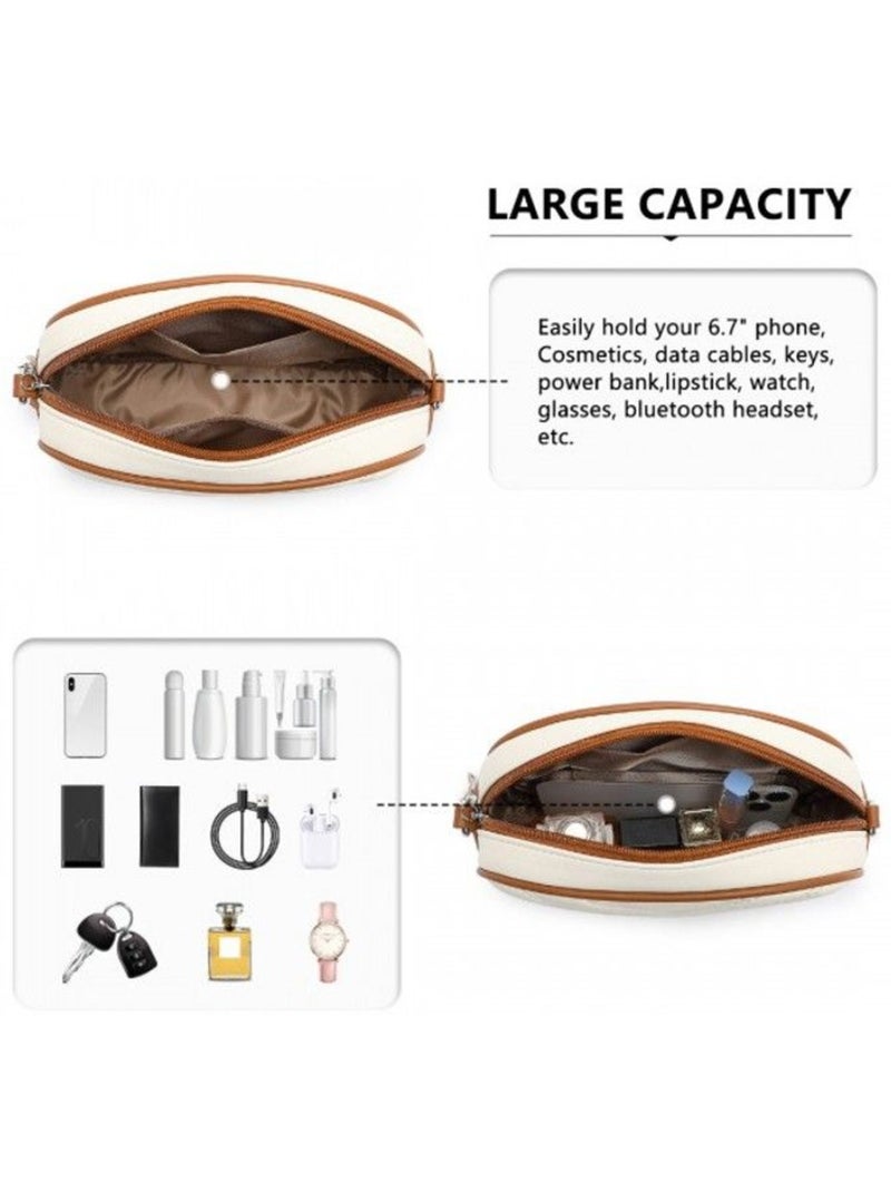 Petit sac bandoulière cuir tressé motif en v à pompons - miss lulu Beige - Kiabi