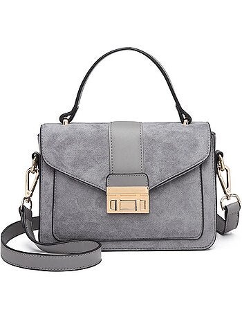 Petit sac bandoulière métal carré similicuir suédé 22x8x15 cm - miss lulu