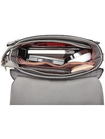 Petit sac bandoulière métal carré similicuir suédé 22x8x15 cm - miss lulu