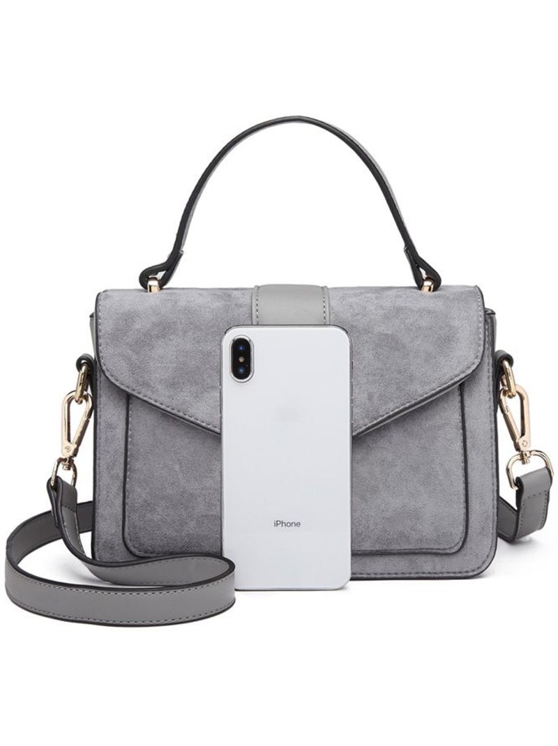 Petit sac bandoulière métal carré similicuir suédé 22x8x15 cm - miss lulu Noir - Kiabi