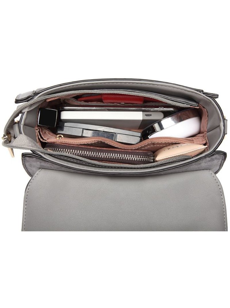 Petit sac bandoulière métal carré similicuir suédé 22x8x15 cm - miss lulu Noir - Kiabi