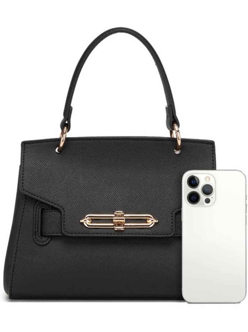 Petit sac bandoulière verrouillage torsadé 24x17x10 cm - miss lulu Noir - Kiabi