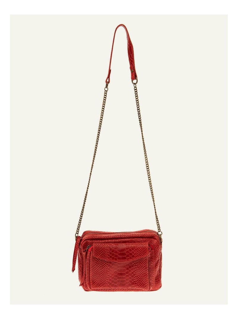 Petit sac cuir façon croco DL-ROMANE Rouge - Kiabi