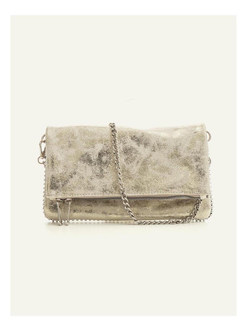 Petit sac pochette similicuir bandoulière amovible DL-MANON Noir Doré - Kiabi