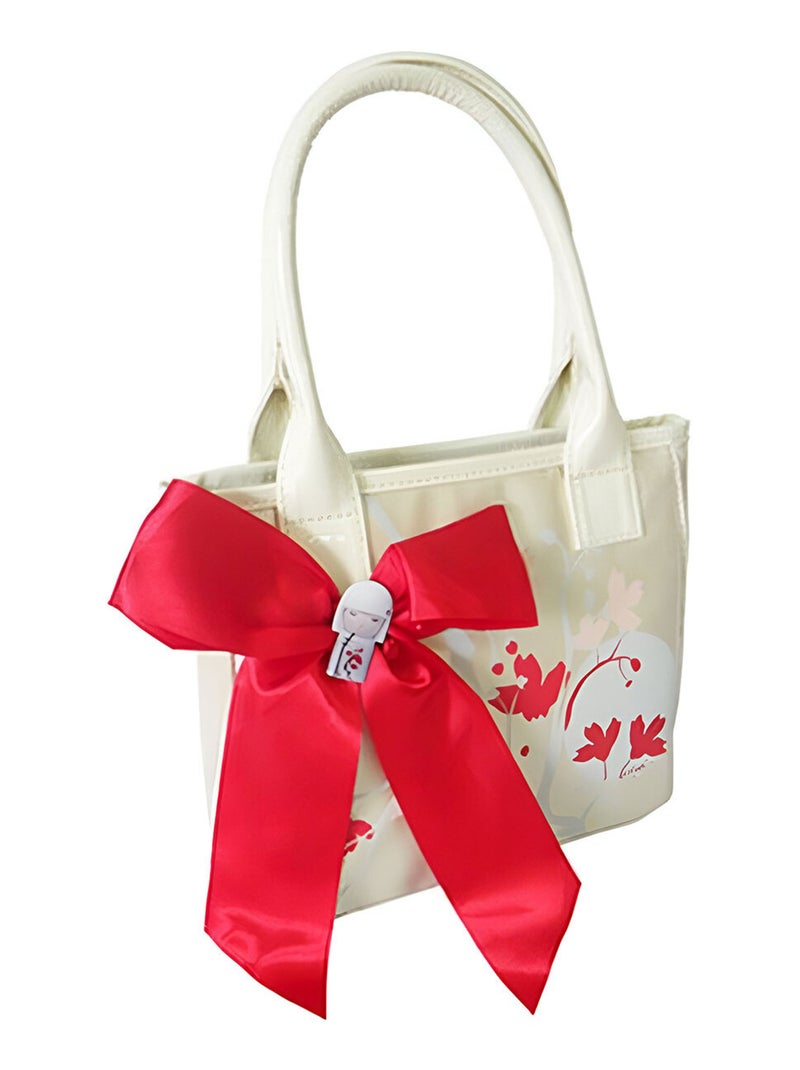 Petit sac shopping en satin beige 22 cm Beige - Kiabi